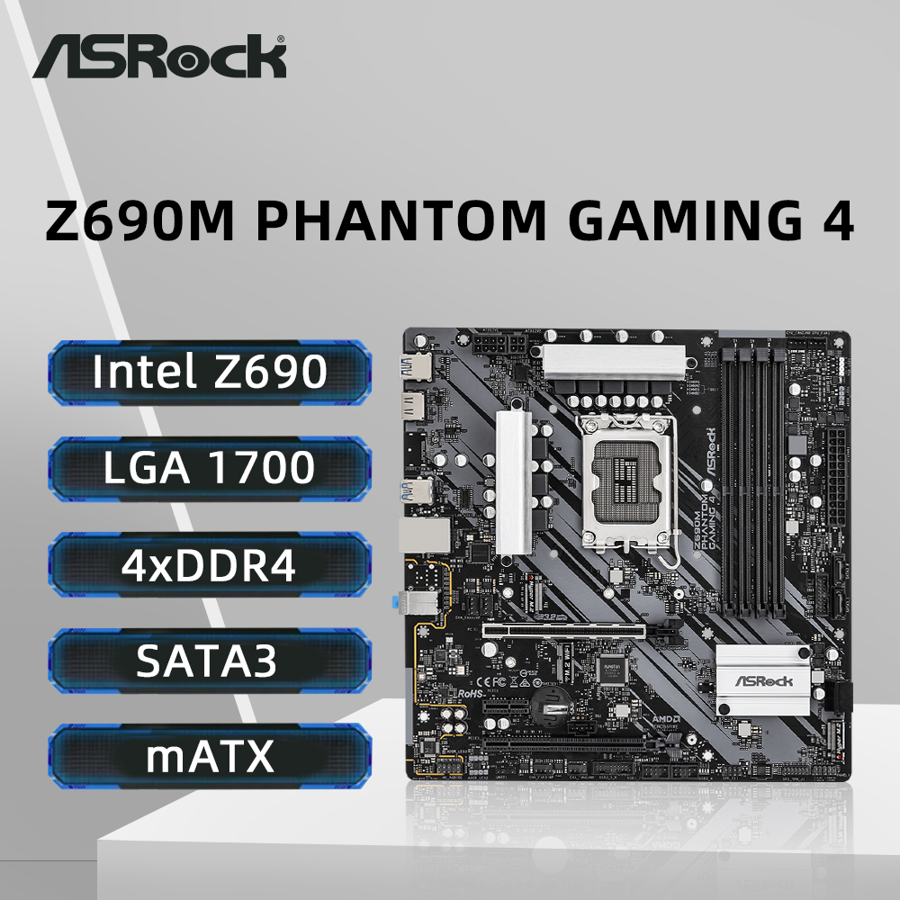 X870E Atx Motherboard - ASRock Z690M PHANTOM GAMING 4 Moederbord